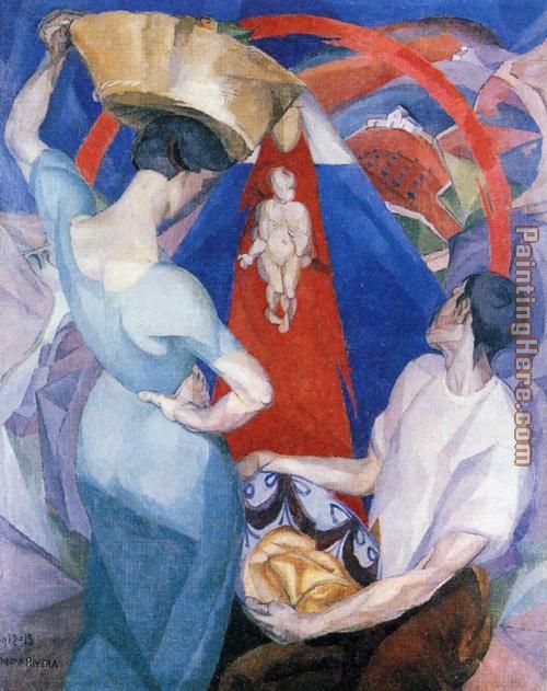 The Adoration of the Virgin painting - Diego Rivera The Adoration of the Virgin art painting